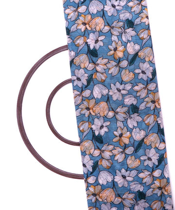 blue and white floral print modal chanderi fabric b124 5368